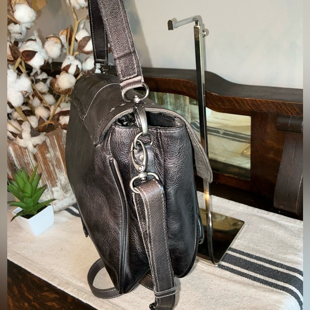 Bed Stu Brown & Black Leather Two-Tone Crossbody Bag - Picture 8 of 15